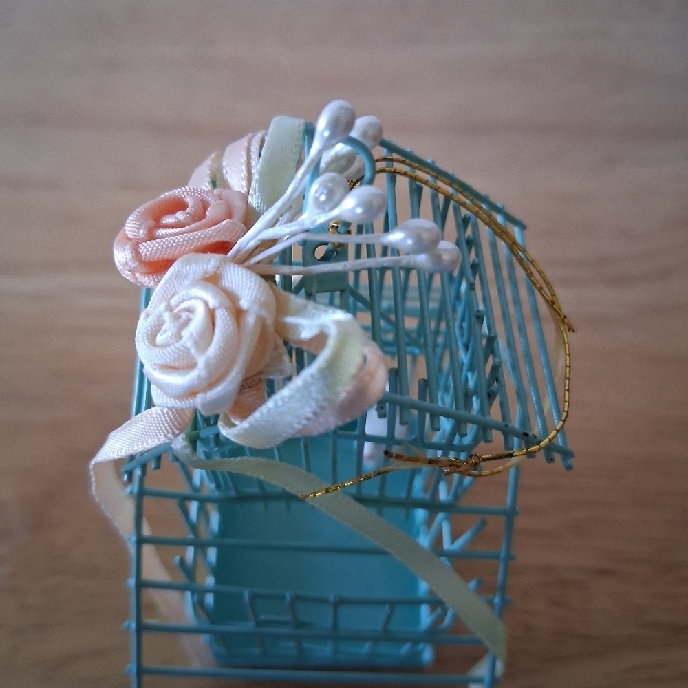 Decorative Blue Birdcage with Floral Accents Christmas Ornament - Picture 7 of 7